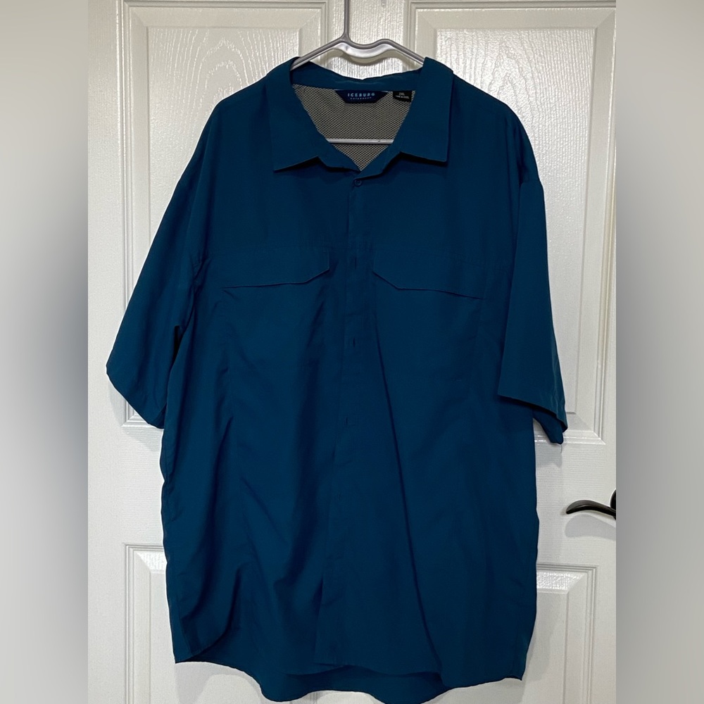 E- Blue-Green Button Up Shirt